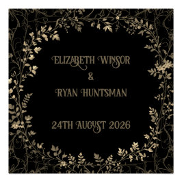 Luxe gouden & zwarte sepia bloemenafwerking perfect poster