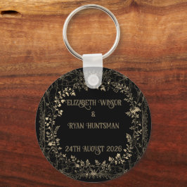 Luxe gouden & zwarte sepia bloemenafwerking sleutelhanger