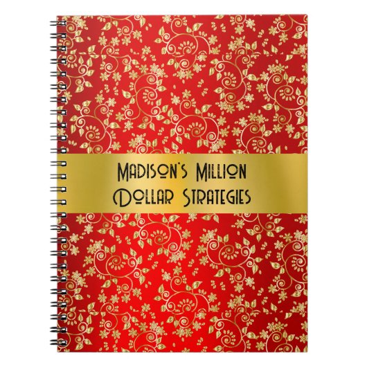 Luxe goudfolie laat rood Notitieboek achter (Voorkant)