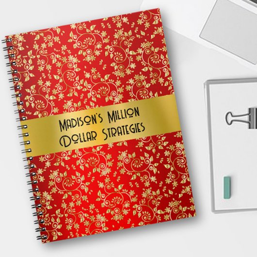 Luxe goudfolie laat rood Notitieboek achter