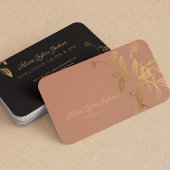 Luxe goudfolie stoffige roos schoonheidssalon visitekaartje