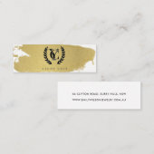 Luxe goudfolie textuur Brush Stroke Logo Mini Visitekaartje (Voorkant / Achterkant)