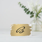 Luxe goudgeborstelde Fancy monogram Visitekaartje (Staand voorkant)