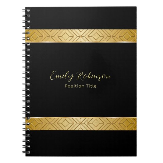 Luxe goudgeometrische patroongrens notitieboek (Voorkant)