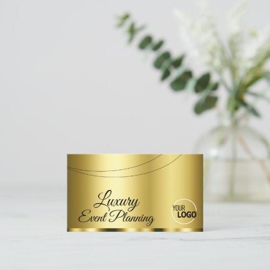 Luxe goudglamoureus met Logo en foto's Visitekaartje (Staand voorkant)