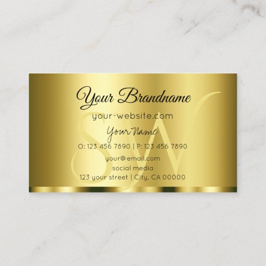 Luxe goudglamoureus met stijlvolle Initialen Visitekaartje (Achterkant)