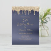 Luxe goudglitter druppelt op 40e verjaardag kaart (Staand voorkant)