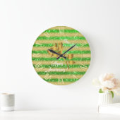Luxe goudglitter Green Floral Gift Large Clock Grote Klok (Huis)