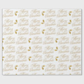 Luxe goudglitter modern script glans wit cadeaupapier (Vlak)