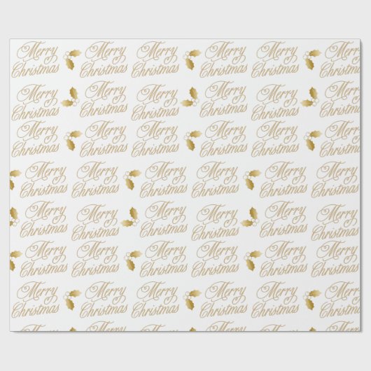 Luxe goudglitter modern script glans wit cadeaupapier (Vlak)
