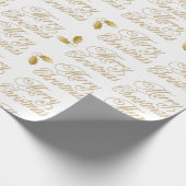 Luxe goudglitter modern script glans wit cadeaupapier (Hoek)