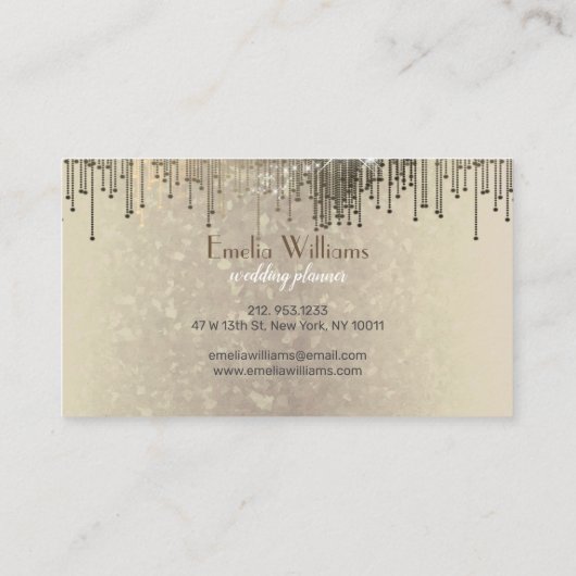 Luxe goudgradiënt Crystal Confetti Rain Sparkle Visitekaartje (Achterkant)