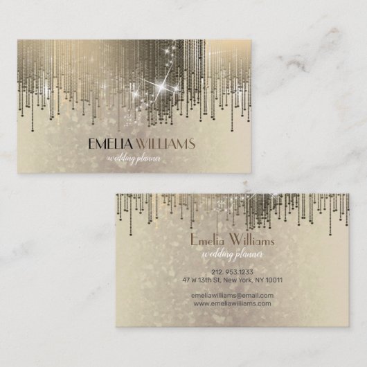 Luxe goudgradiënt Crystal Confetti Rain Sparkle Visitekaartje (Voorkant / Achterkant)