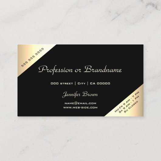 Luxe goudgradiënt Shimmer openingstijden Visitekaartje (Achterkant)
