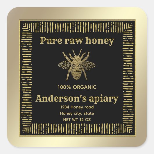 Luxe goudhoningbijen/bijenbijen/boerderij Vierkante Sticker (Voorkant)