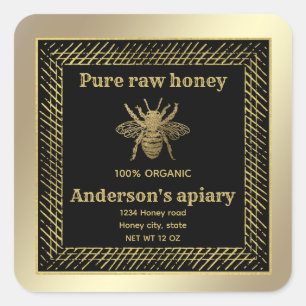  Luxe goudhoningbijen/bijenbijen/boerderij Vierkante Sticker