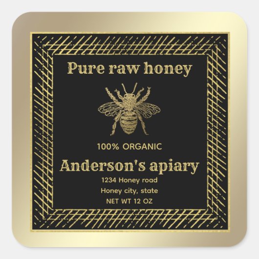Luxe goudhoningbijen/bijenbijen/boerderij Vierkante Sticker (Voorkant)
