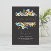 luxe goudkali floral save the date card (Staand voorkant)