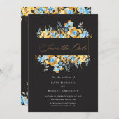 luxe goudkali floral save the date card (Voorkant / Achterkant)