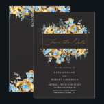 luxe goudkali floral save the date card<br><div class="desc">Ons "luxe gouden" collectie biedt waterverf in gouden en turquoise-tonen voor een luxueuze look in combinatie met elegant aangepast script en serif font. Bekijk onze winkel voor meer objecten uit dit collectie.</div>