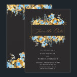 luxe goudkali floral save the date card<br><div class="desc">Ons "luxe gouden" collectie biedt waterverf in gouden en turquoise-tonen voor een luxueuze look in combinatie met elegant aangepast script en serif font. Bekijk onze winkel voor meer objecten uit dit collectie.</div>