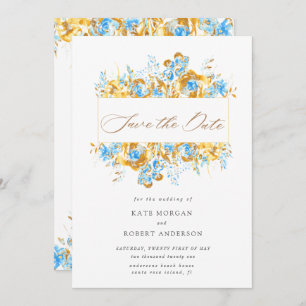 luxe goudkali floral save the date card