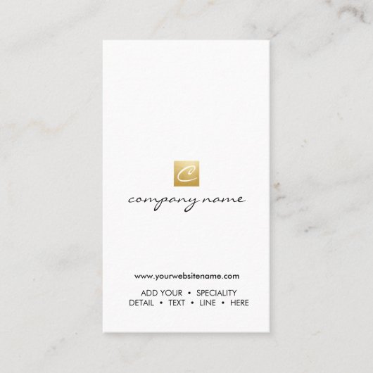 Luxe goudkalligrafie minimalistisch verticaal visitekaartje (Voorkant)