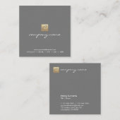 Luxe goudkalligrafie Stijl minimalistisch grijs Vierkante Visitekaartje (Voorkant / Achterkant)