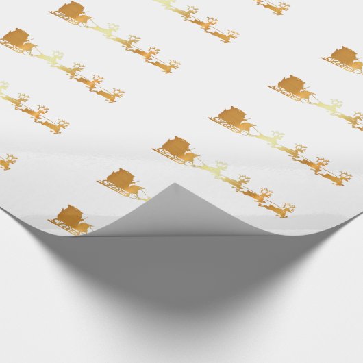 Luxe goudkerstman op wit X-mas verpakkingspapier Cadeaupapier (Hoek)