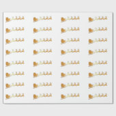 Luxe goudkerstman op wit X-mas verpakkingspapier Cadeaupapier (Vlak)