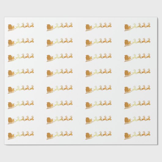 Luxe goudkerstman op wit X-mas verpakkingspapier Cadeaupapier (Vlak)