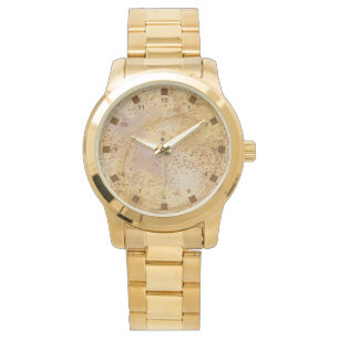 Luxe goudkleur, roze goud patroon, klassiek  horloge