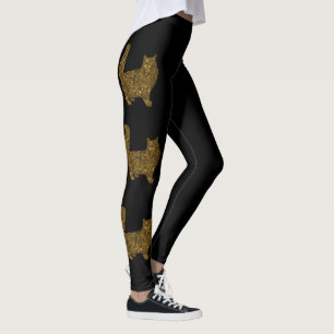 Luxe goudkleurige metalen foliekat leggings