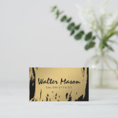 Luxe goudkleurige zwarte witte moderne tekst visitekaartje (Staand voorkant)