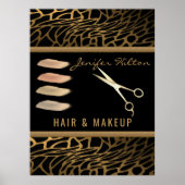 Luxe goudluiharen en make-upsalon poster (Voorkant)