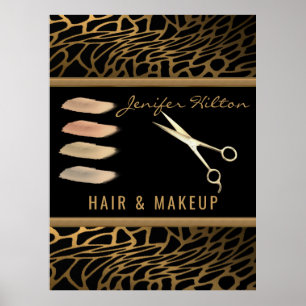 Luxe goudluiharen en make-upsalon poster