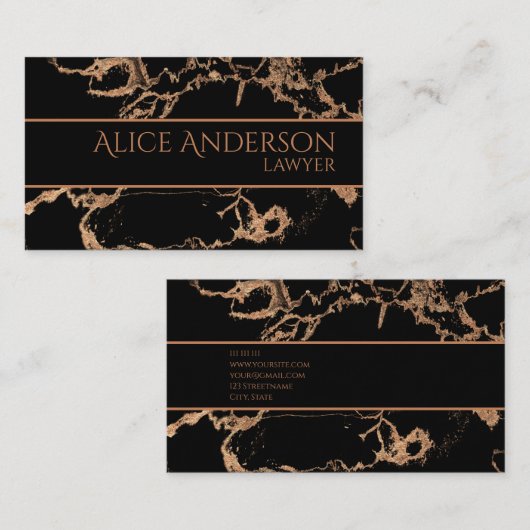 Luxe goudmarmer elegant jurist Visitekaartje (Voorkant / Achterkant)