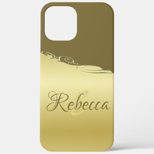 Luxe goudmetalen decoratie op militair goud Case-Mate iPhone case (Achterkant)
