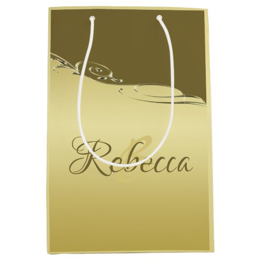 Luxe goudmetalen decoratie op militair goud medium cadeauzakje (Voorkant)