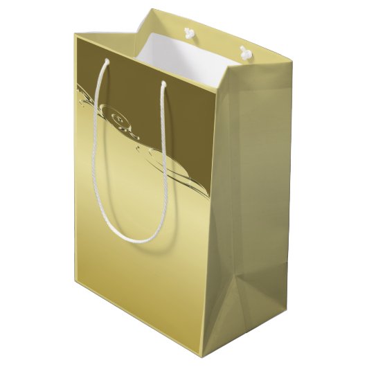 Luxe goudmetalen decoratie op militair goud medium cadeauzakje (Achterkant Gekanteld)