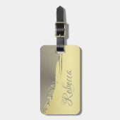 Luxe goudmetalen decoratief op goud en zilver bagagelabel (Voorkant verticaal)