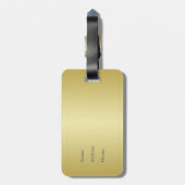 Luxe goudmetalen decoratief op goud en zilver bagagelabel (Achterkant verticaal)