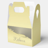 Luxe goudmetalen decoratief op goud en zilver bedankdoosjes (Geopend)