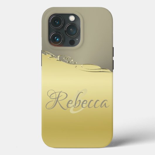 Luxe goudmetalen decoratief op goud en zilver Case-Mate iPhone case (Achterkant)