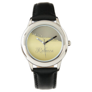 Luxe goudmetalen decoratief op goud en zilver horloge