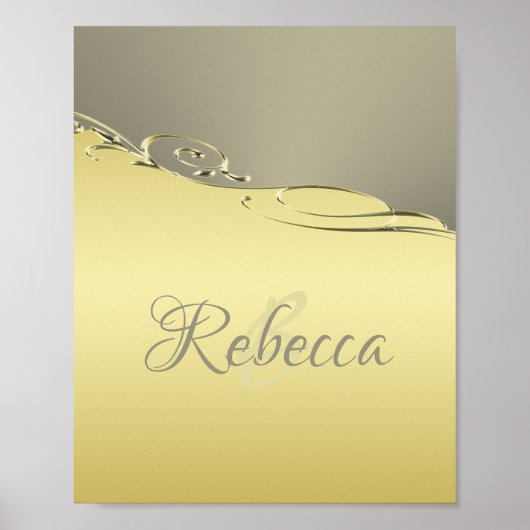 Luxe goudmetalen decoratief op goud en zilver poster (Voorkant)