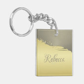 Luxe goudmetalen decoratief op goud en zilver sleutelhanger (Voorkant Links)