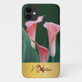 Luxe goudmonogram echte foto-wildbloemen Groen Case-Mate iPhone Case (Achterkant)
