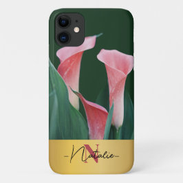 Luxe goudmonogram echte foto-wildbloemen Groen Case-Mate iPhone Case