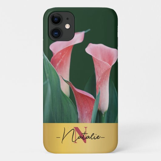 Luxe goudmonogram echte foto-wildbloemen Groen Case-Mate iPhone Case (Achterkant)